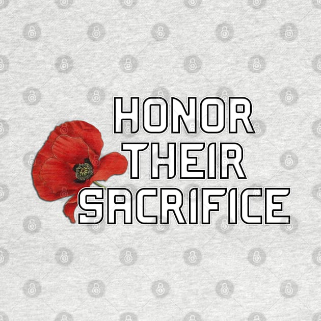 Honor Their Sacrifice Memorial with Red Poppy Flower Back Version (MD23Mrl006b) by Maikell Designs